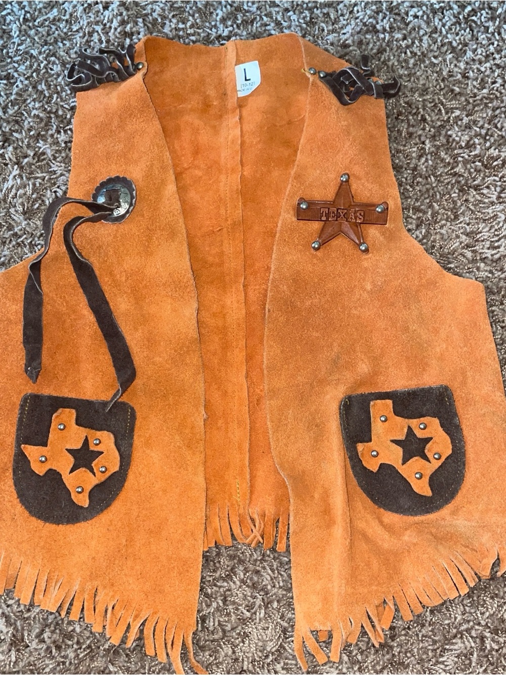 Kids Orange Suede Texas Sheriff Vest - Unbranded leather
